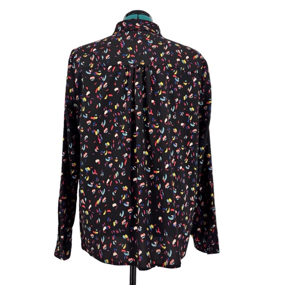 Cabi Ferris Blouse # 3423, Vivid Coloured Brushstroke Print Button Down, Large - Picture 8 of 16